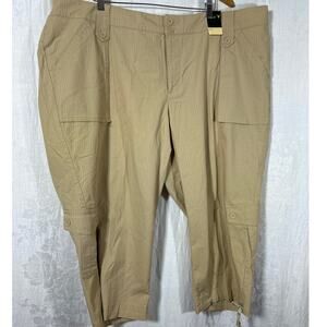 Venezia Cargo Capri Pants Plus 28 Tan NEW Rip Stop